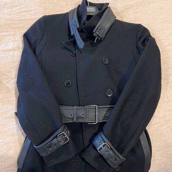 The Kooples Wool with Leather Trench Coat - Picture 2 of 4